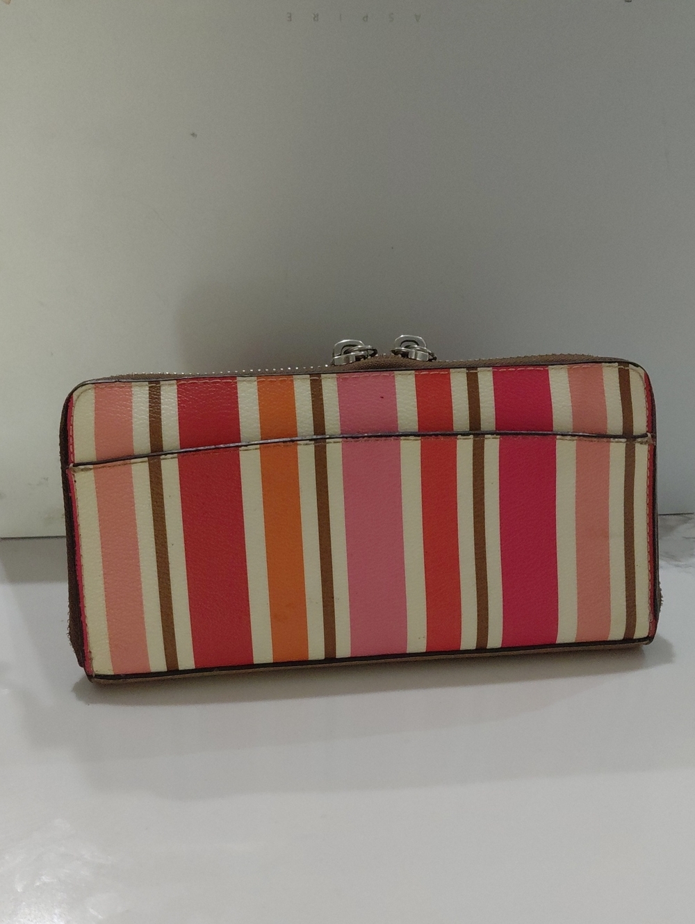 Coach Never Used Striped Saffiano Leather Multi Function Wallet